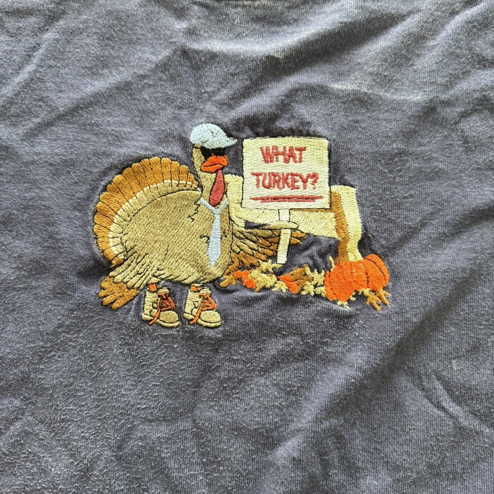 Vintage American Classic Size Large Blue Embroidered Turkey - Picture 2 of 6
